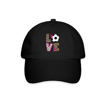 Niedliche Liebe Fußball Leopardenmuster Frauen Mädchen Fußball - Baseballkappe - Schwarz/Schwarz - Vorne