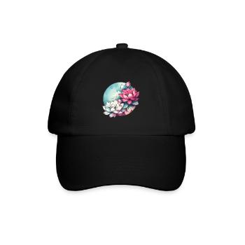Lotusblüten gezeichnet - Baseballkappe - Schwarz/Schwarz - Vorne