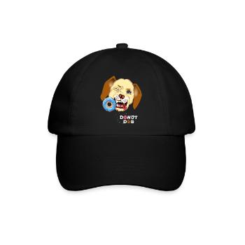 Hund beißt Donut - Baseballkappe - Schwarz/Schwarz - Vorne