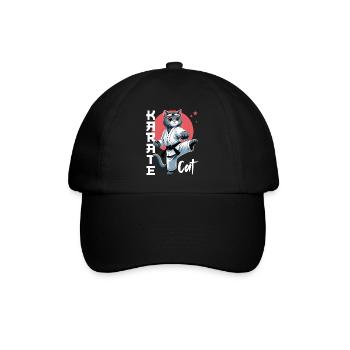 Lustige Katze Karate Cat Kampfsport Design - Baseballkappe - Schwarz/Schwarz - Vorne