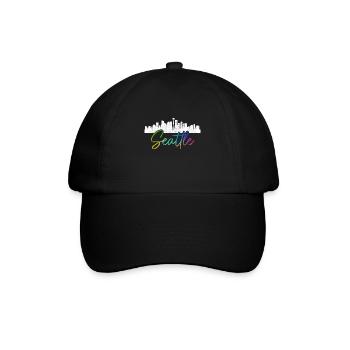 Seattle Washington Souvenir Geschenk - Baseballkappe - Schwarz/Schwarz - Vorne