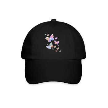 Schmetterling Schmetterling Tier bunt Farbe - Baseballkappe - Schwarz/Schwarz - Vorne