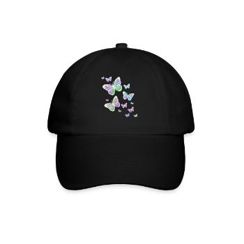 Schmetterling Schmetterling Tier bunt Farbe - Baseballkappe - Schwarz/Schwarz - Vorne