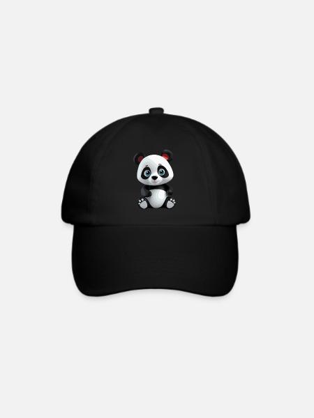 Panda - Baseballkappe - Schwarz/Schwarz