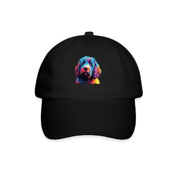Wasserfarben Farbenfroher Spanischer Wasserhund - Baseballkappe - Schwarz/Schwarz - Vorne