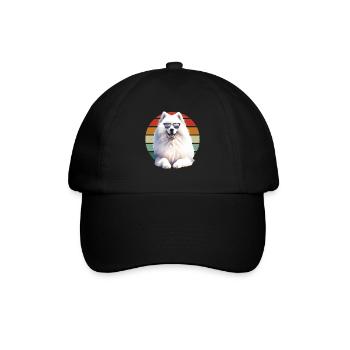 Samojeden Hund Geschenke Niedlicher Samojeden Hund Grafik - Baseballkappe - Schwarz/Schwarz - Vorne