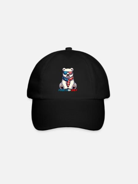 Unabhängigkeitstag USA Amerika Eisbär Amerikaner - Baseballkappe - Schwarz/Schwarz