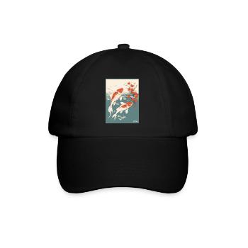 Parodie japanisches Werbeplakat Koi-Fisch - Baseballkappe - Schwarz/Schwarz - Vorne