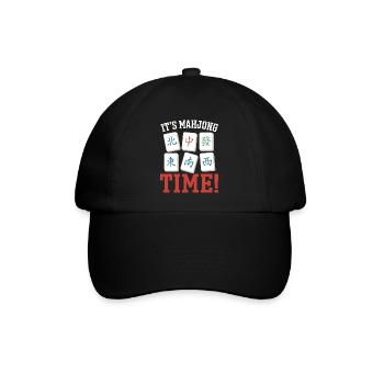 Geschenk für Mahjong Fans - Baseballkappe - Schwarz/Schwarz - Vorne
