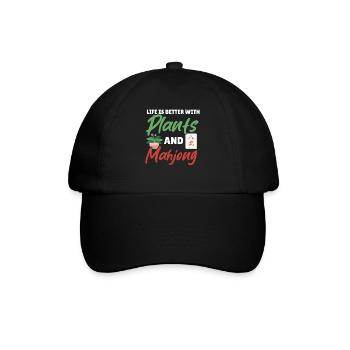 Geschenk für Mahjong Fans - Baseballkappe - Schwarz/Schwarz - Vorne