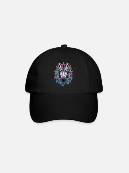 Zebra Mandala Design In Bohemian Style - Baseballkappe - Schwarz/Schwarz