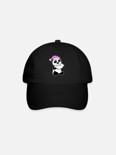 Panda Müde Ausschlafen Schlafen Mädchen - Baseballkappe - Schwarz/Schwarz