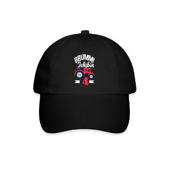 4. Geburtstag Traktor 4 Jahre Geburtstagsshirt - Baseballkappe - Schwarz/Schwarz - Vorne