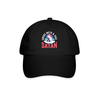 Smoke Meth Hail Satan Heavy Metal Geschenk - Baseballkappe - Schwarz/Schwarz - Vorne