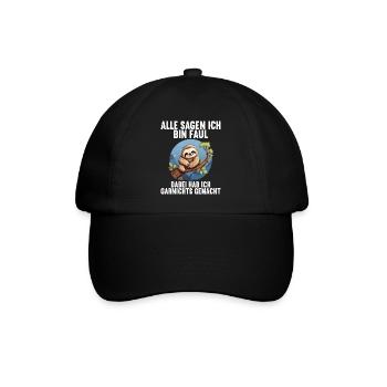 Meine Eltern Alle sagen ich bin faul Faultier - Baseballkappe - Schwarz/Schwarz - Vorne