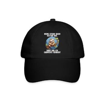 Meine Eltern Alle sagen ich bin faul Faultier - Baseballkappe - Schwarz/Schwarz - Vorne