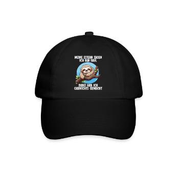 Meine Eltern Alle sagen ich bin faul Faultier - Baseballkappe - Schwarz/Schwarz - Vorne