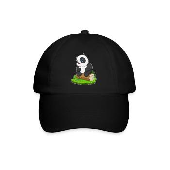 Panda Baumstamm - Baseballkappe - Schwarz/Schwarz - Vorne