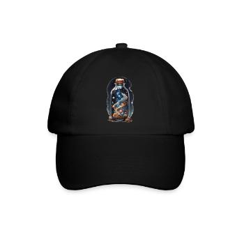 Weltall in Flasche Boho Style Bohemian Streetwear - Baseballkappe - Schwarz/Schwarz - Vorne