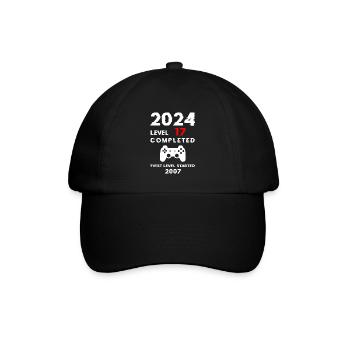 2024 Level 17 I 17. Geburtstag 2024 Jungen Mädchen - Baseballkappe - Schwarz/Schwarz - Vorne