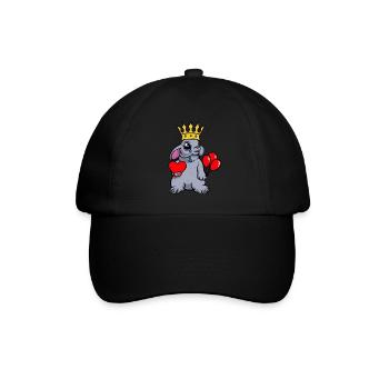Hase König Herz Fantasy Kaninchen Gefühle Emotion - Baseballkappe - Schwarz/Schwarz - Vorne
