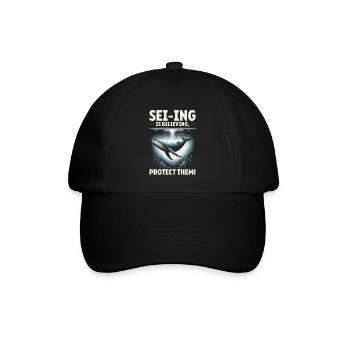 Gefährdete Arten Seiwal Tierrechte - Baseballkappe - Schwarz/Schwarz - Vorne