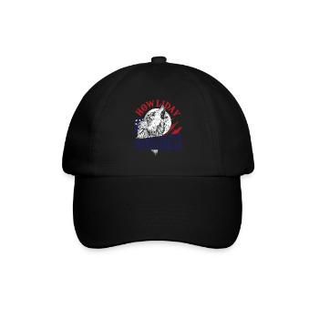 Wolf 4. Juli Amerikanische Flagge Heulende Wölfe - Baseballkappe - Schwarz/Schwarz - Vorne