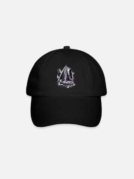 Segelboot mit Anker Geschenk - Baseballkappe - Schwarz/Schwarz