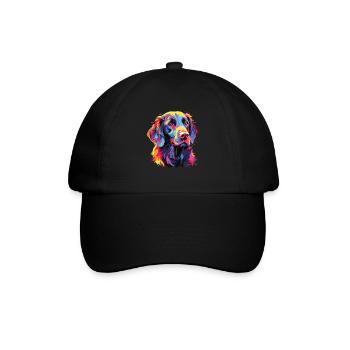 Wasserfarben Farbenfroher Flat Coated Retriever - Baseballkappe - Schwarz/Schwarz - Vorne