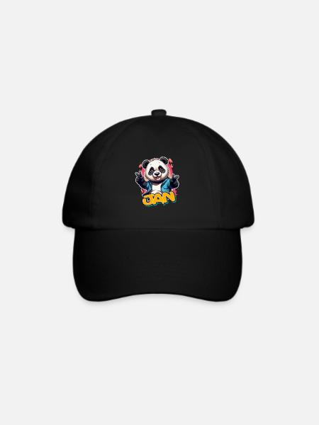 JAN - Schöner Jungen Name mit Coolem Panda - Baseballkappe - Schwarz/Schwarz