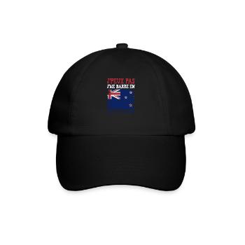 Ich kann nicht, ich bin in Neuseeland - Baseballkappe - Schwarz/Schwarz - Vorne
