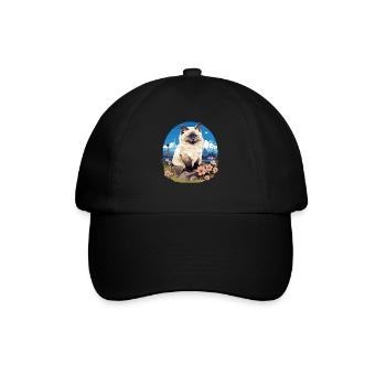 Birman Cat Birma Katze - Baseballkappe - Schwarz/Schwarz - Vorne
