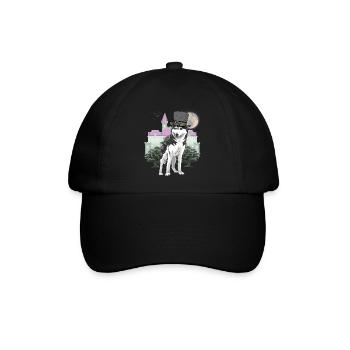 Wolf Fantasy Wölfe Märchenfigur Märchen Schloss - Baseballkappe - Schwarz/Schwarz - Vorne