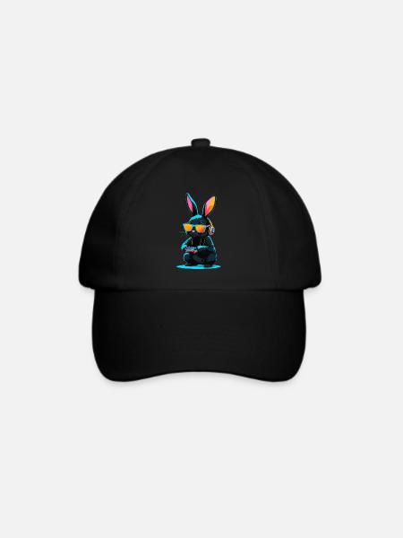 Osterhase Gamer & Gaming Streetwear Ikonisches - Baseballkappe - Schwarz/Schwarz