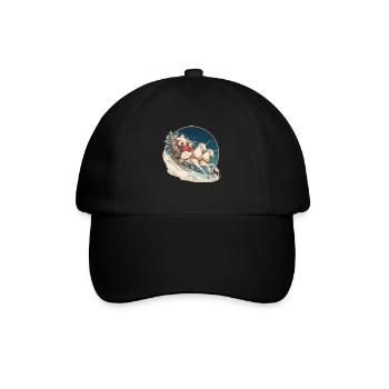 Einhorn Weihnachten Japanisches Einhorn - Baseballkappe - Schwarz/Schwarz - Vorne