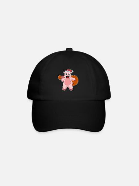 Schwein Weihnachten Weihnachtssack - Baseballkappe - Schwarz/Schwarz