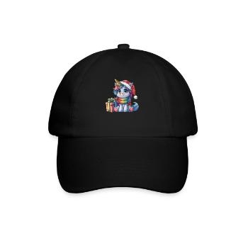 Einhorn-Weihnachts-Kawaii - Baseballkappe - Schwarz/Schwarz - Vorne