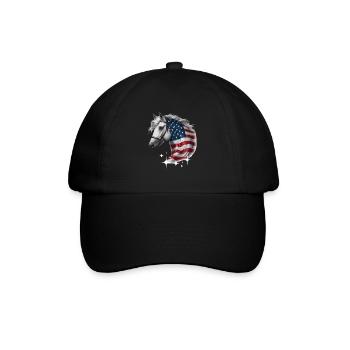 Amerika Unabhängigkeitstag Pferd Stars and Stripes - Baseballkappe - Schwarz/Schwarz - Vorne