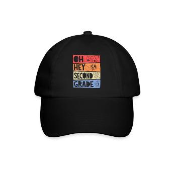 Oh Hey 2. Klasse Retro Grundschule Mädchen Junge - Baseballkappe - Schwarz/Schwarz - Vorne