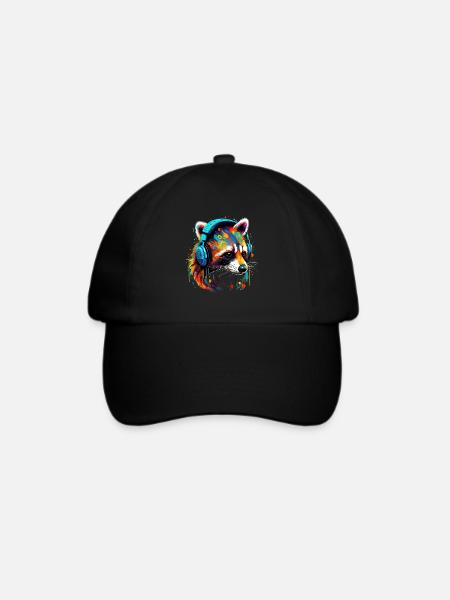 Waschbär Lustig Geschenk - Baseballkappe - Schwarz/Schwarz