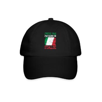 Ich kann nicht, ich gehe nach Italien. Italienisch der Zukunft - Baseballkappe - Schwarz/Schwarz - Vorne