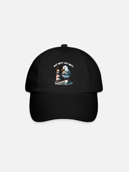 Hamburg Dialekt Möwe Lustig Leuchtturm Norden Fun - Baseballkappe - Schwarz/Schwarz
