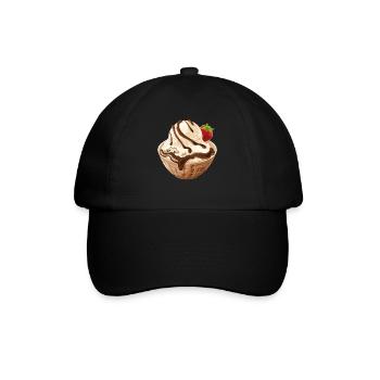 Vanilleeis Mit Schokosoße - Baseballkappe - Schwarz/Schwarz - Vorne