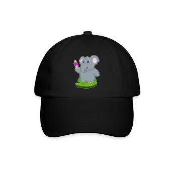 Elefant Waffeleis - Baseballkappe - Schwarz/Schwarz - Vorne