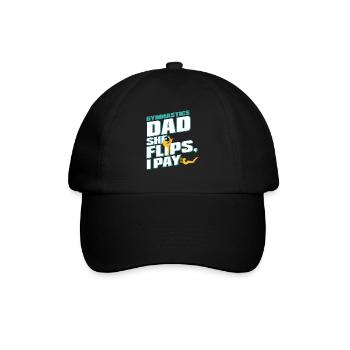 Turnen Papa Unterstützung Mit Stolz - Baseballkappe - Schwarz/Schwarz - Vorne