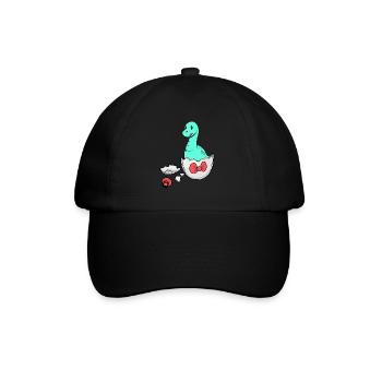 Dino Baby Geburt Schwangerschaft Eierschale - Baseballkappe - Schwarz/Schwarz - Vorne