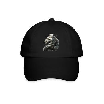 Wolf Ritter Mittelalter - Baseballkappe - Schwarz/Schwarz - Vorne