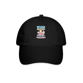 Windsurfen ist das wahre Surfen - Baseballkappe - Schwarz/Schwarz - Vorne