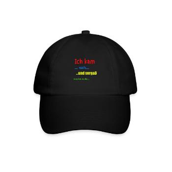 Ich kam sah und vergaß... - Baseballkappe - Schwarz/Schwarz - Vorne