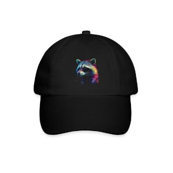 Waschbär Kunstwerk - Tier Kunst Waschbär - Baseballkappe - Schwarz/Schwarz - Vorne